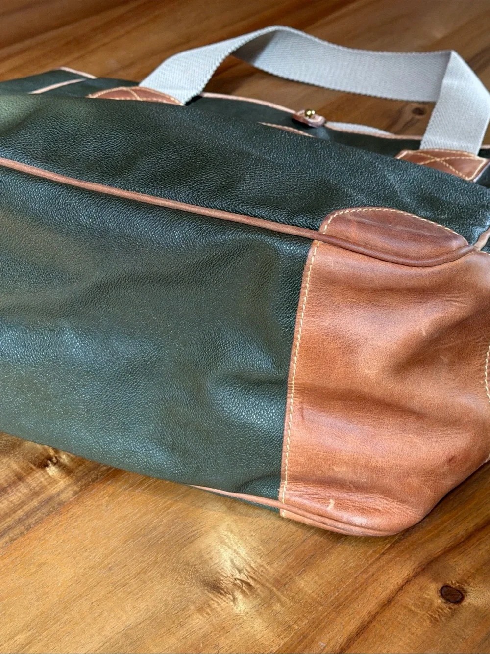 Vintage Land Rover x Mulholland Brothers Coated Canvas Tote Bag Leather Trim USA